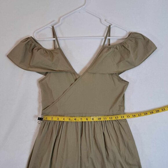 Madewell Khaki Cold-Shoulder‎ Ruffle Dress in Khaki Size 6 Womens - Picture 9 of 13